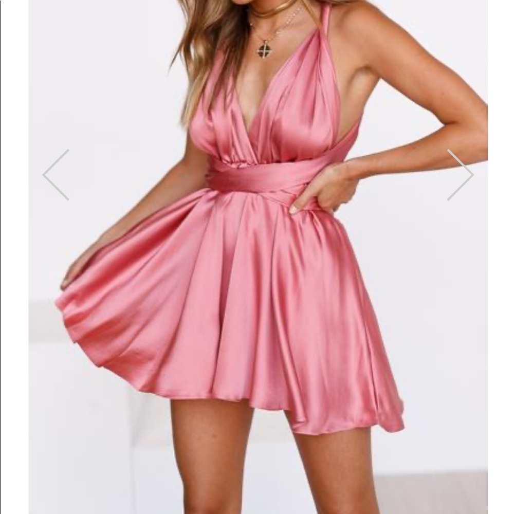 Satin Rose multi-wear mini dress
